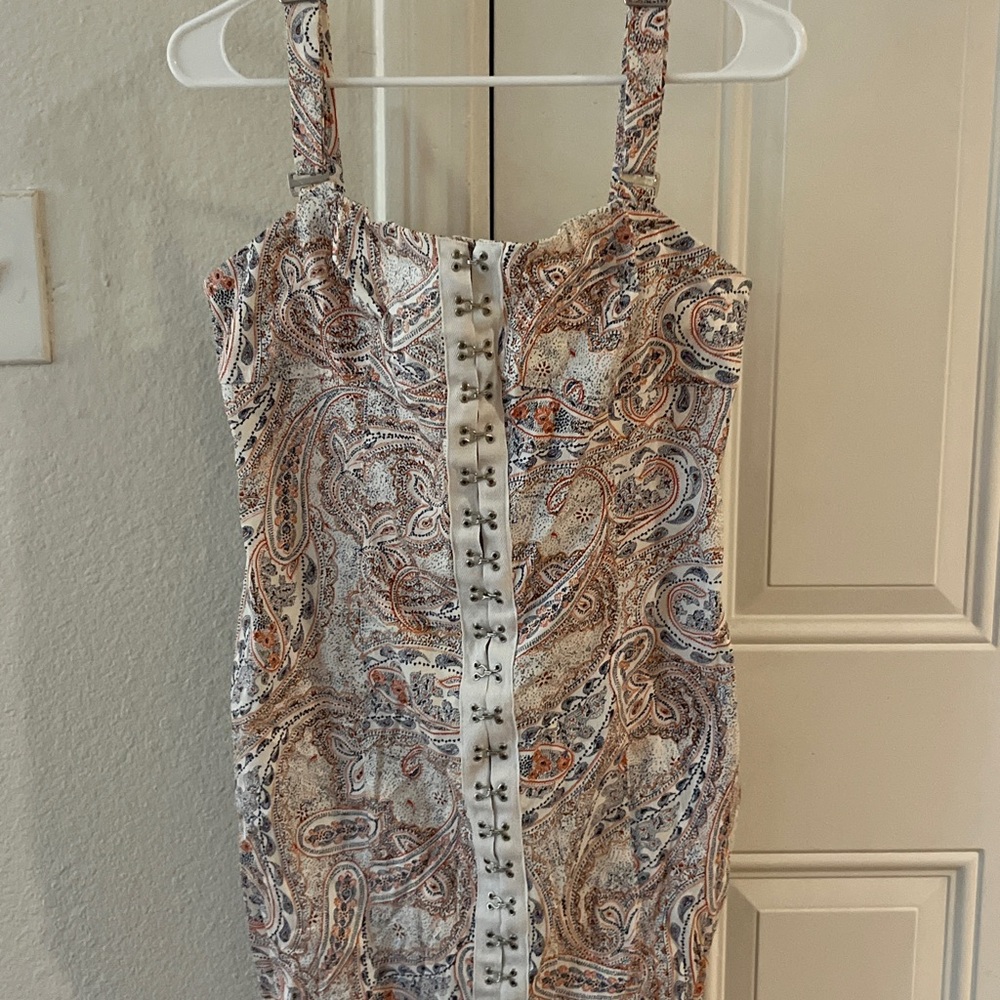 Elegant Paisley Print Corset Dress